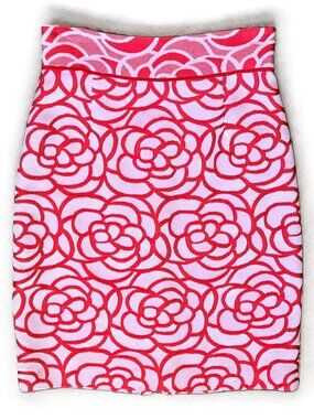 Antonio Melani Pencil Skirt Women's 4 Red Pink Floral High Waist Lined Office